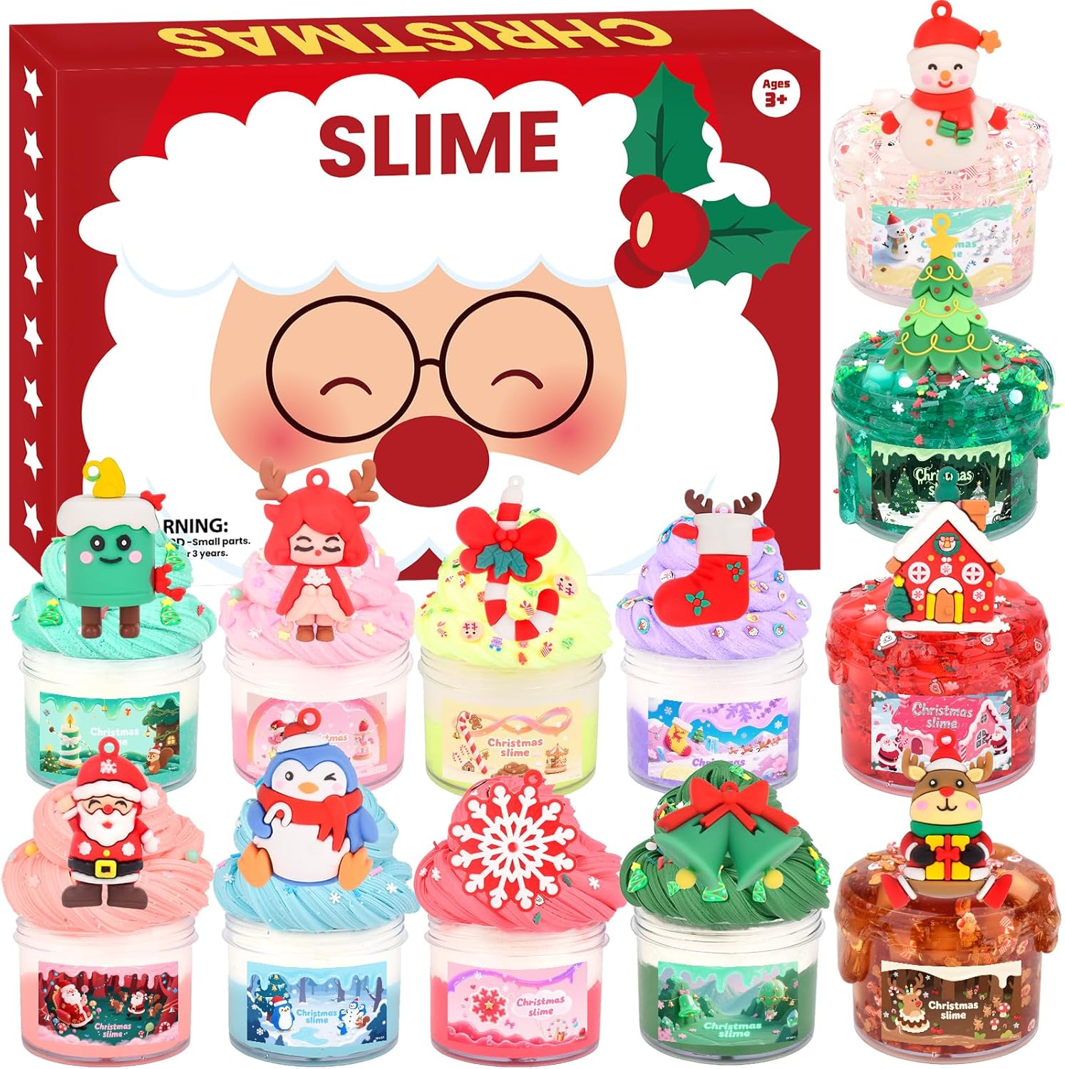 Advent Calendar 2025, 24 Days of Christmas Countdown Calendar, Different Butter Slime Jelly Slime Fluffy DIY Kit for Girls and Boys, 4-10 Year Old Kids Stocking Stuffers