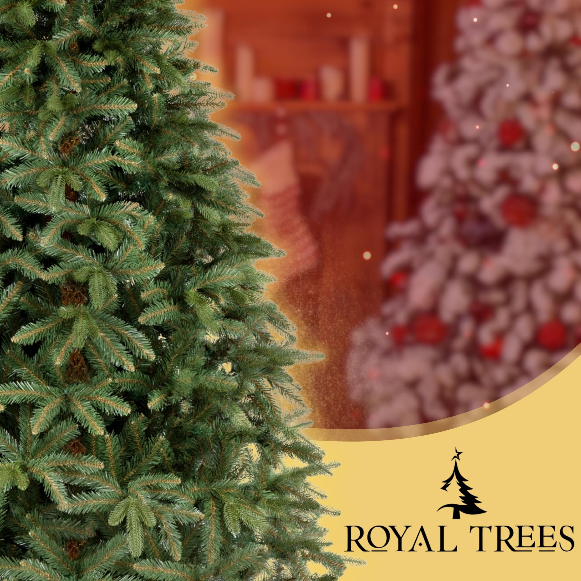 Árbol de Navidad artificial de 180 cm – Abeto siberiano artificial realista y denso con 755 puntas y soporte de madera, Christmas Tree árbol de Navidad verde realista, incluye bolsa de