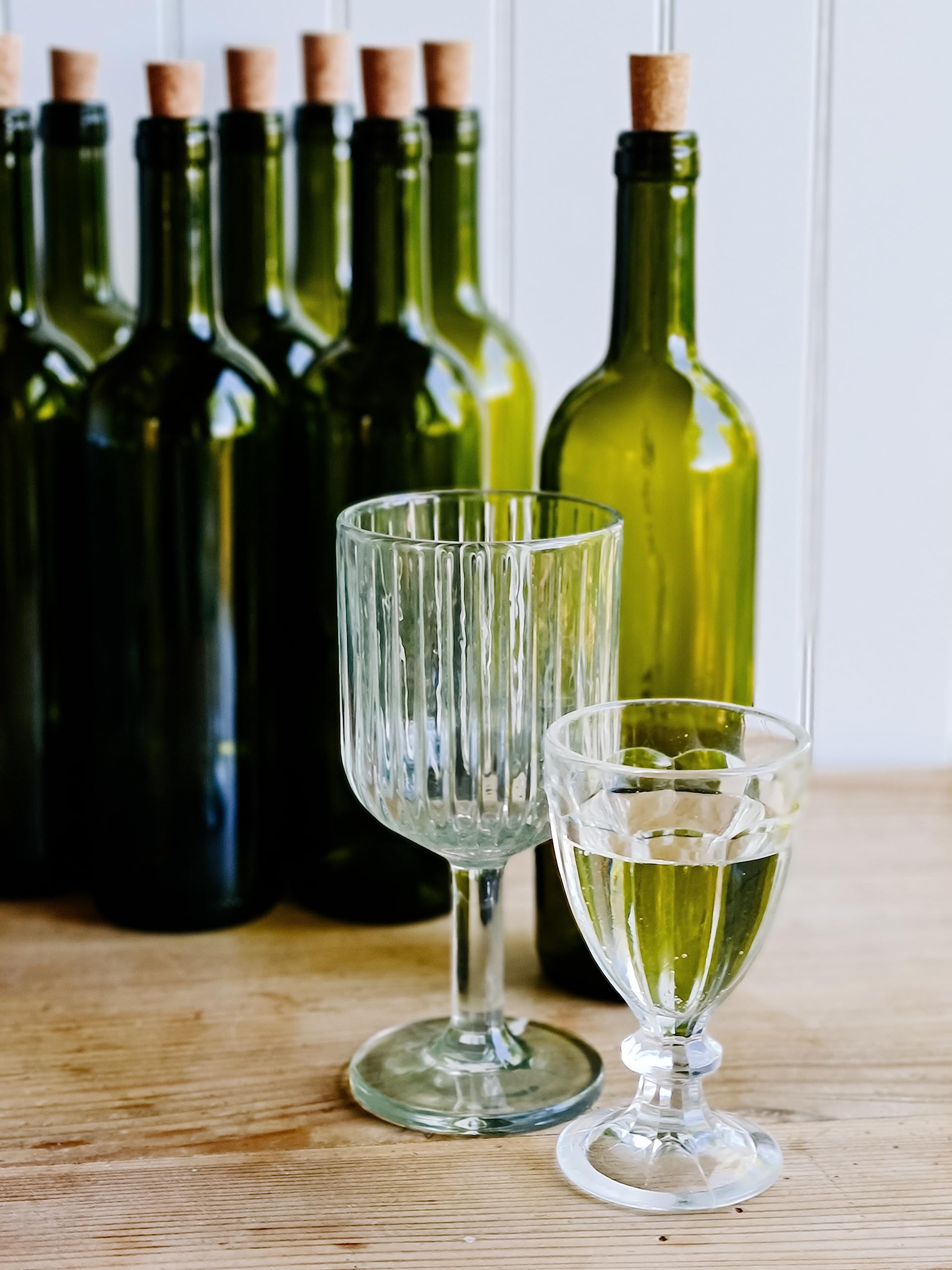 Weinflasche 750 ml mit Etiketten Olivgrün Glasflasche Leere Flasche Likör ohne/mit Korken Wein (16 Stk. mit Korken)