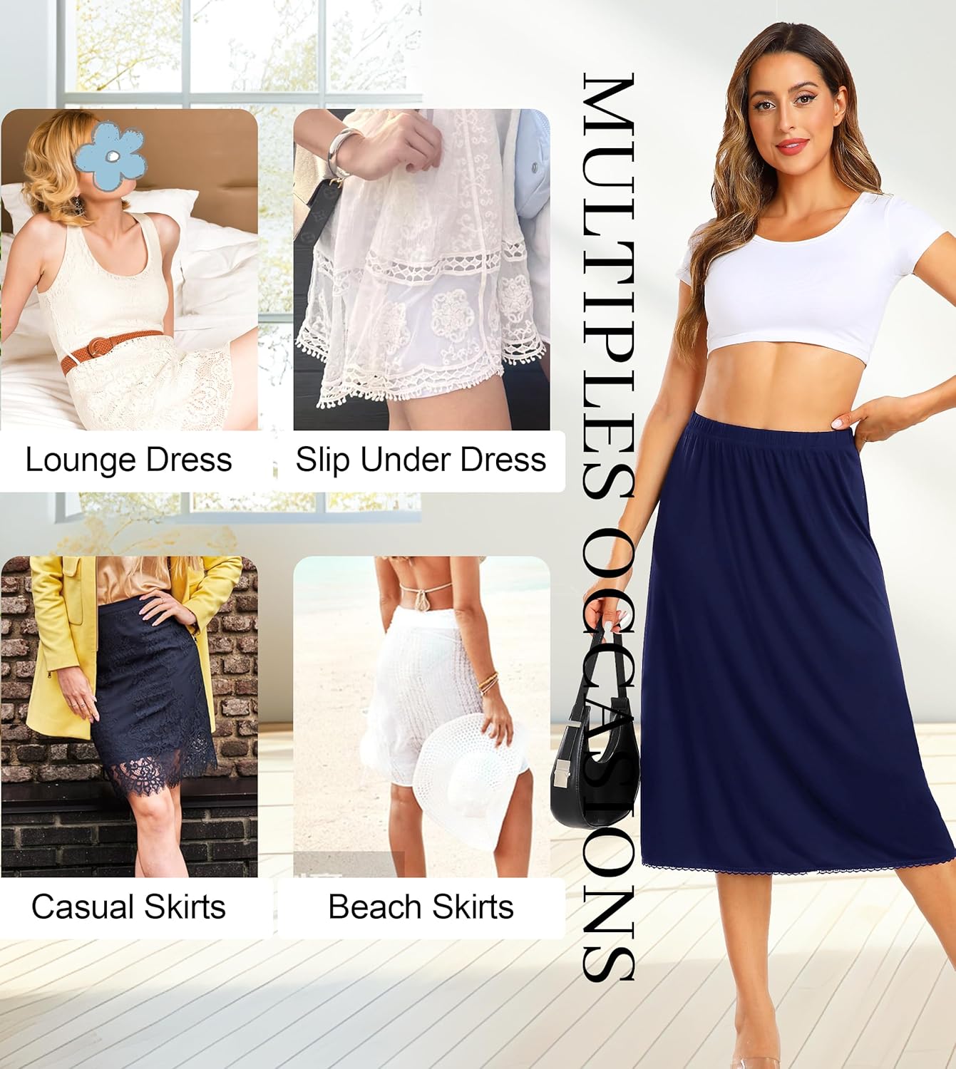 Vlazom Half Slips for Women Under Dress Long Half Slip Under Skirt with Lace Trim Size S-XXL - Image 4