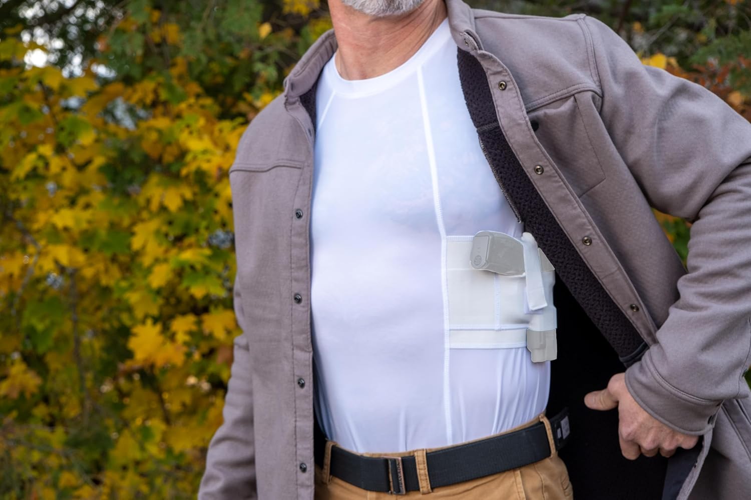 Graystone CCW Holster T-Shirt for Men- Crew Neck Compression Conceal Carry Tactical Clothing