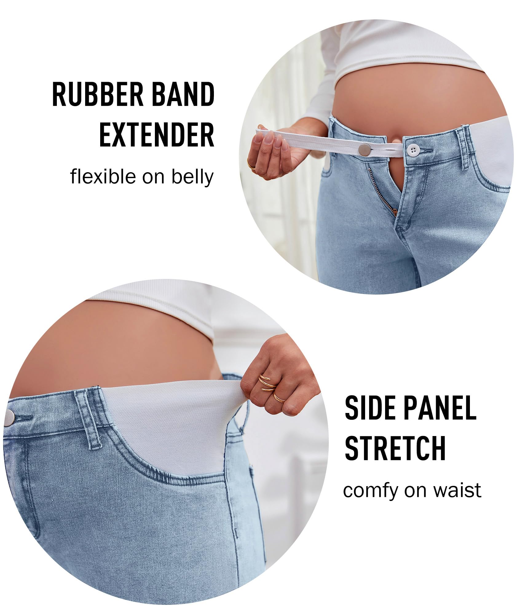 Jean de maternité pour femme - Jean de grossesse bootcut - Taille mi-haute - Pantalon de maternité évasé en denim avec poches
