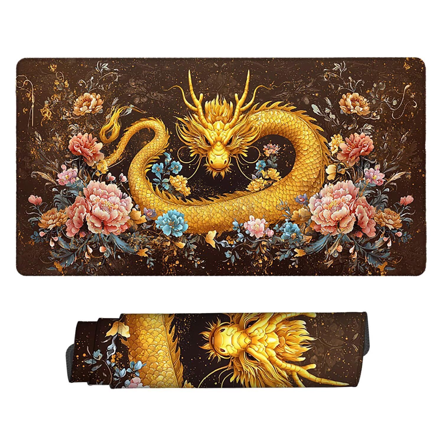Podkładka pod mysz do gier XXL Mousepad 1600 x 800 mm, duża podkładka pod biurko z antypoślizgową gumową podstawą do gier, komputera, poprawia precyzję i szybkość (smok) X-539