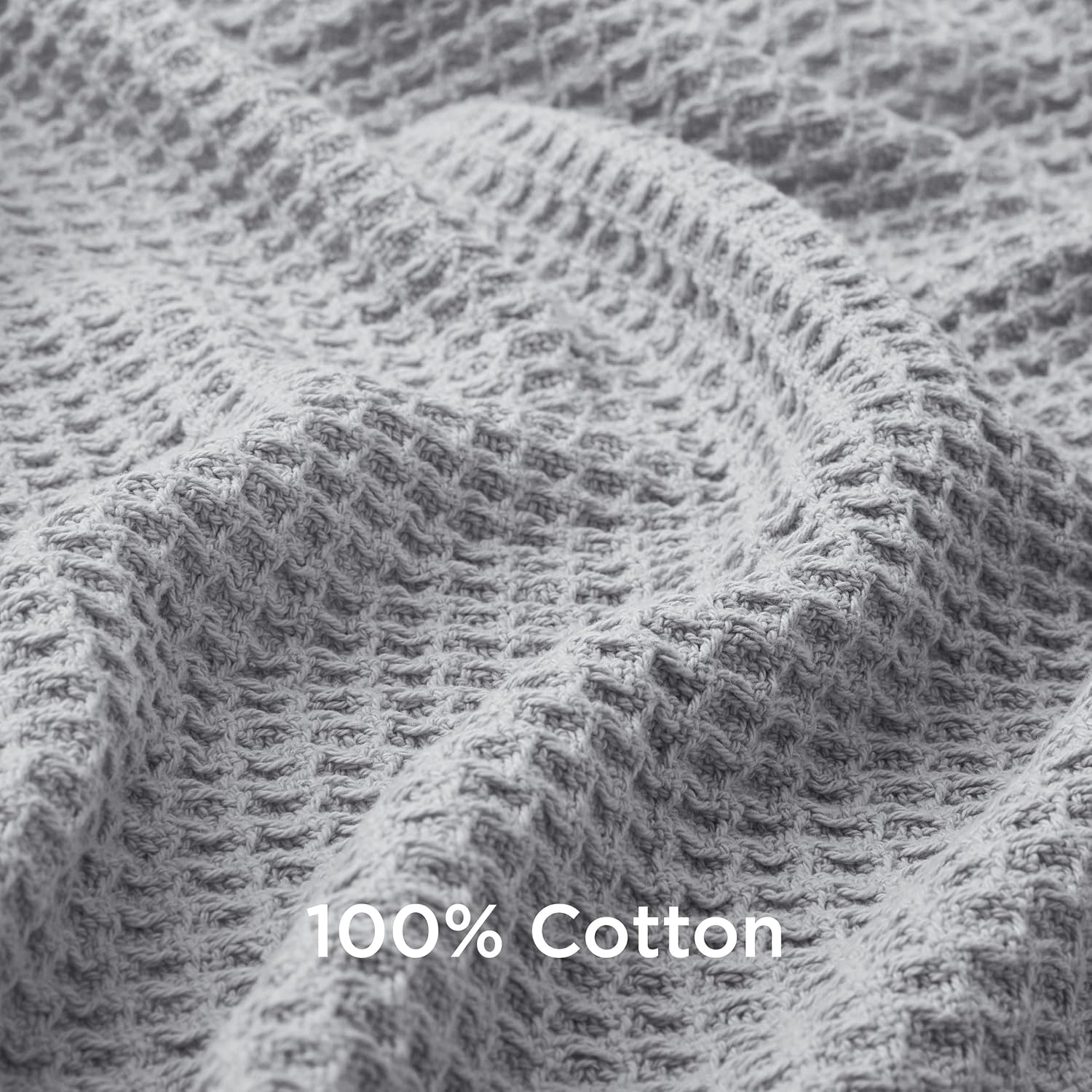 Bedsure 100% Cotton Blankets Queen Size for Bed - Grey 405GSM Waffle Weave Soft Lightweight Thermal Bed Blankets Queen Size, 90x90 inches : Home & Kitchen