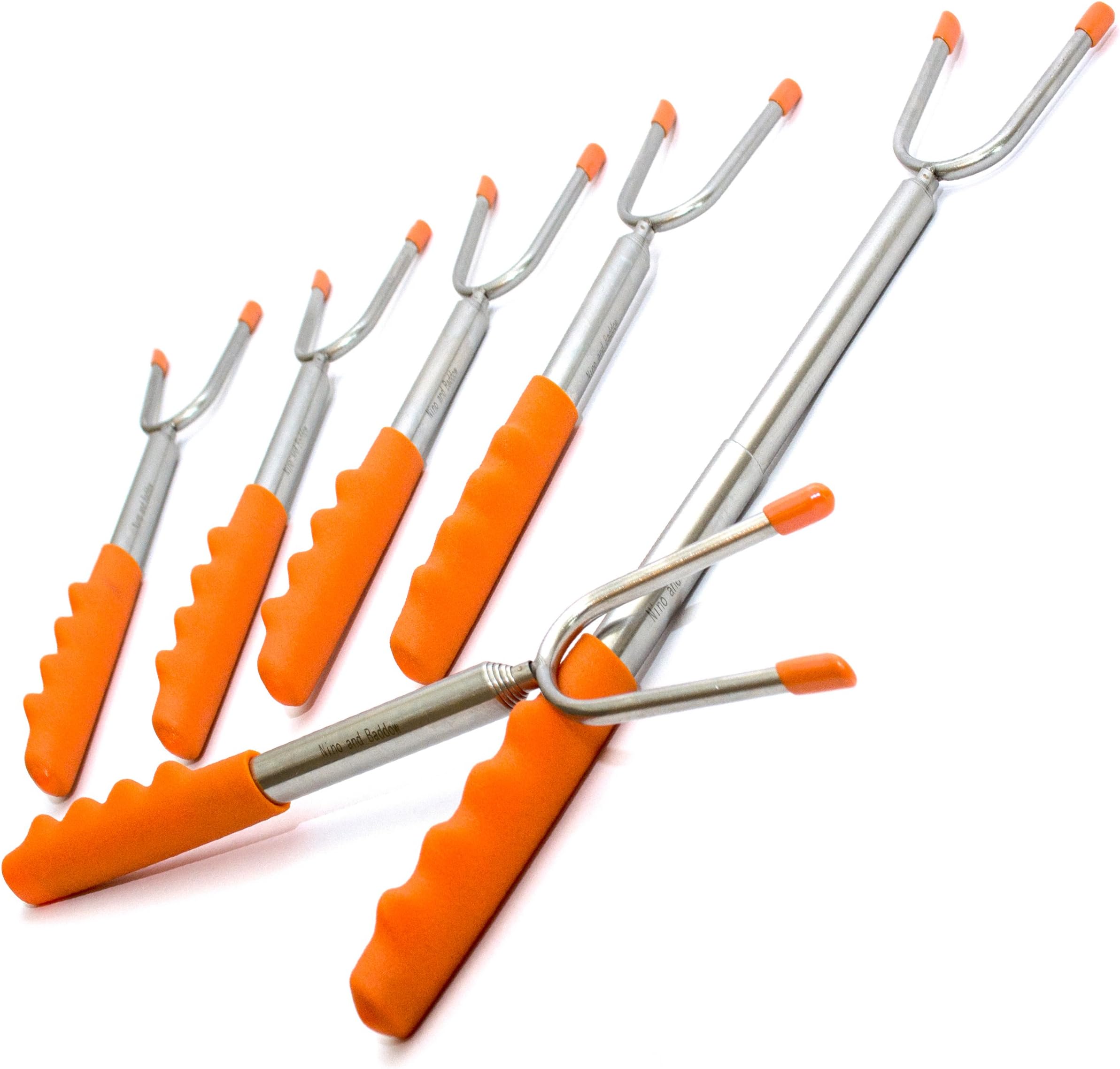 Roasting Sticks by Nino and Baddow-45 Inch Long Telescoping BBQ Sticks are Perfect for a Campfire-Easy to Roast a Marshmallow Hotdog Sausage Meat-Durable Heavy Duty Stainless Steel for The Outdoors