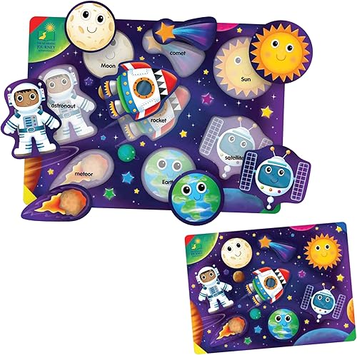 The Learning Journey Rompecabezas espacial Lift & Learn  Rompecabezas de 26 piezas  Rompecabezas de astronauta luna sol para niños pequeños  Juegos