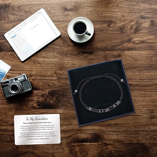 Miniatura 6 de Pulsera de código morse "Te quiero" con tarjeta de billetera grabada, regalos para hijo/nieto, pulsera de cuentas hecha a mano, regalos de Navidad