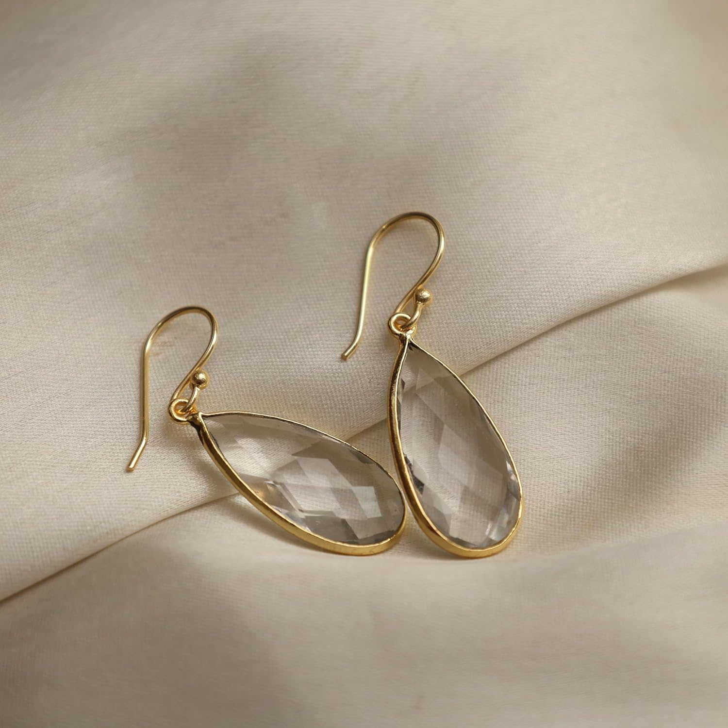 Gempires Genuine Gemstone Faceted Long Pear Gemstone Drop Dangle Hook Earrings, Statement Jewelry For Her, 1.5 inch Drop 14K Gold Plated, Gift For Woman - Image 7