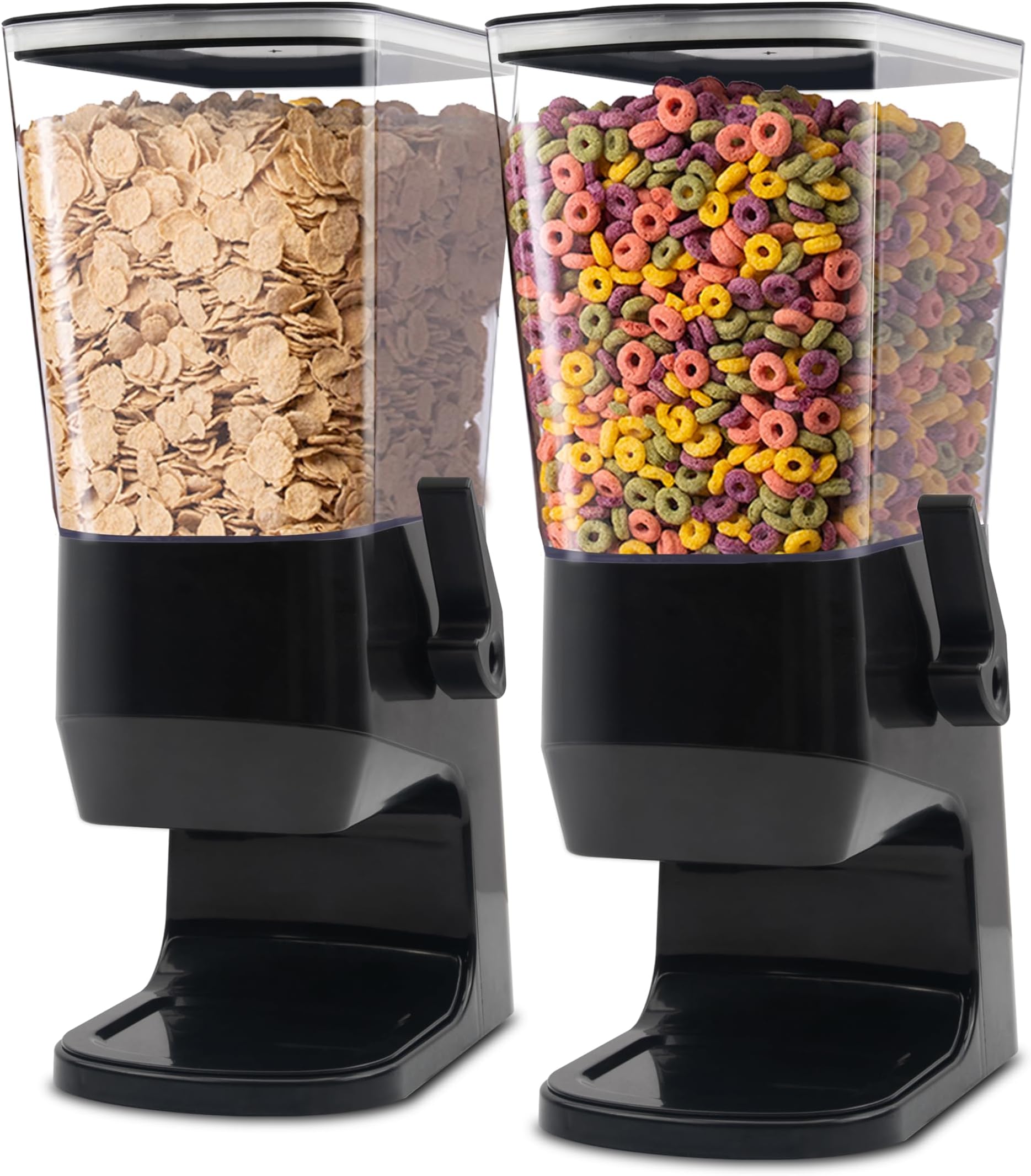 Cereal Dispenser Countertop Black 2 Pack,Dry Food Dispenser, Cereal Containers Storage Food Dispenser, 3.2L Snack Organizer Containers Storage for Pantry Kitchen Organization Oatmeal Nut Granola