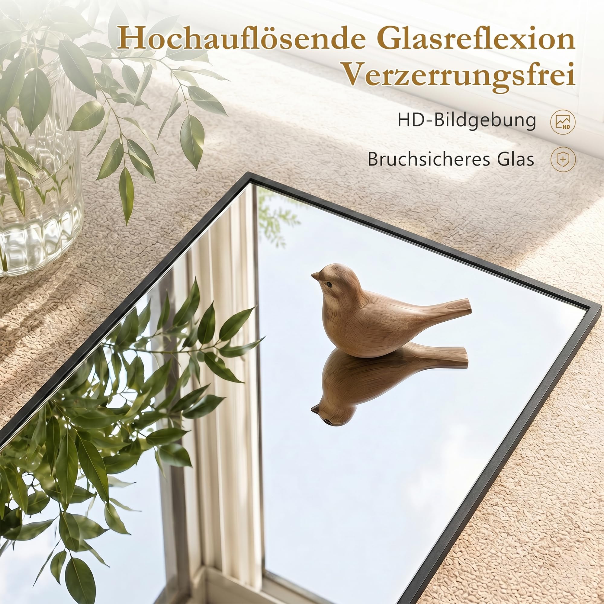 Antok 205x104cm Ganzkörperspiegel, Rechteckiger Standspiegel, Rahmen aus Aluminiumlegierung, Bruchsicheres Glas, Bodenspiegel für Wohnzimmer, Ankleide, Lehnende, Wandmontage, Schwaz