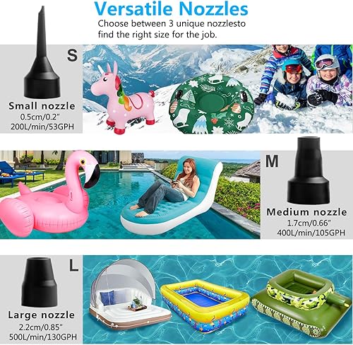 Miniatura 5 de Newpol Inflatable Bed Pump, Electric Air Pump with Free Swimming Ring for Air Mattress Beds, Inflatable Swimming Pools, Swimming Rings