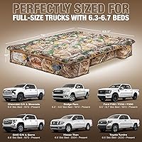 Vista 6 de Pittman Outdoors - Colchón inflable, camuflaje, para camión, colchón de aire, cama de tamaño completo larga, 8 pies de longitud con bomba de aire