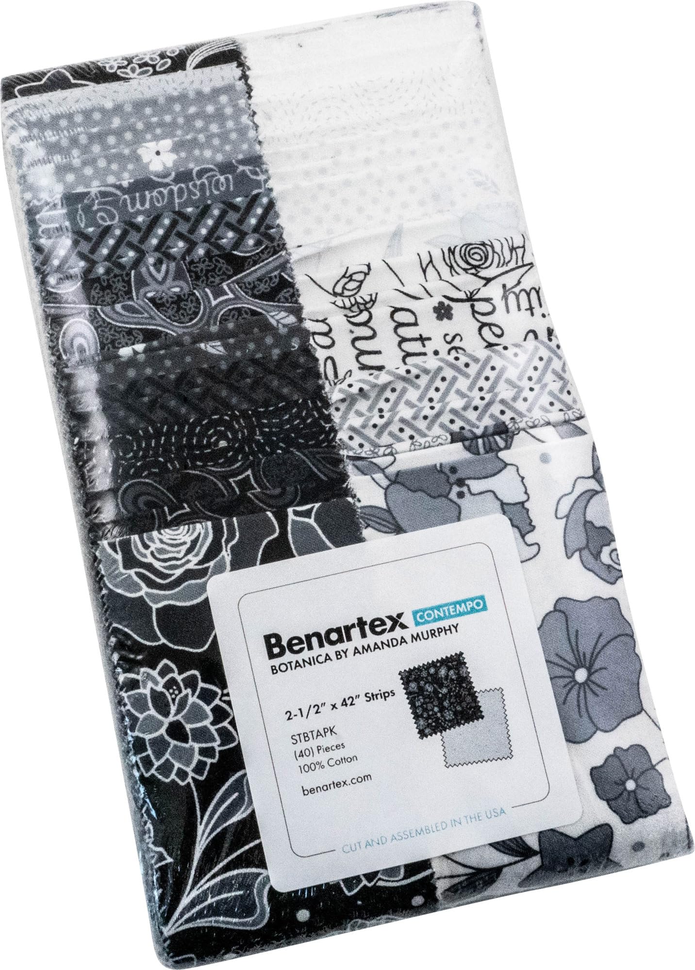 Amanda Murphy Botanica Strip-Pies 40 2.5-inch Strips Jelly Roll Fabric Benartex