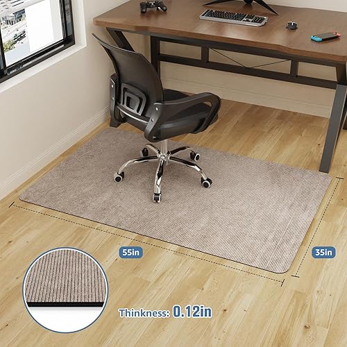 Miniatura 9 de Placoot Tapete para silla de oficina para suelos de madera, superficie de pana de 55 x 35 pulgadas, tapete para silla de computadora, tapete
