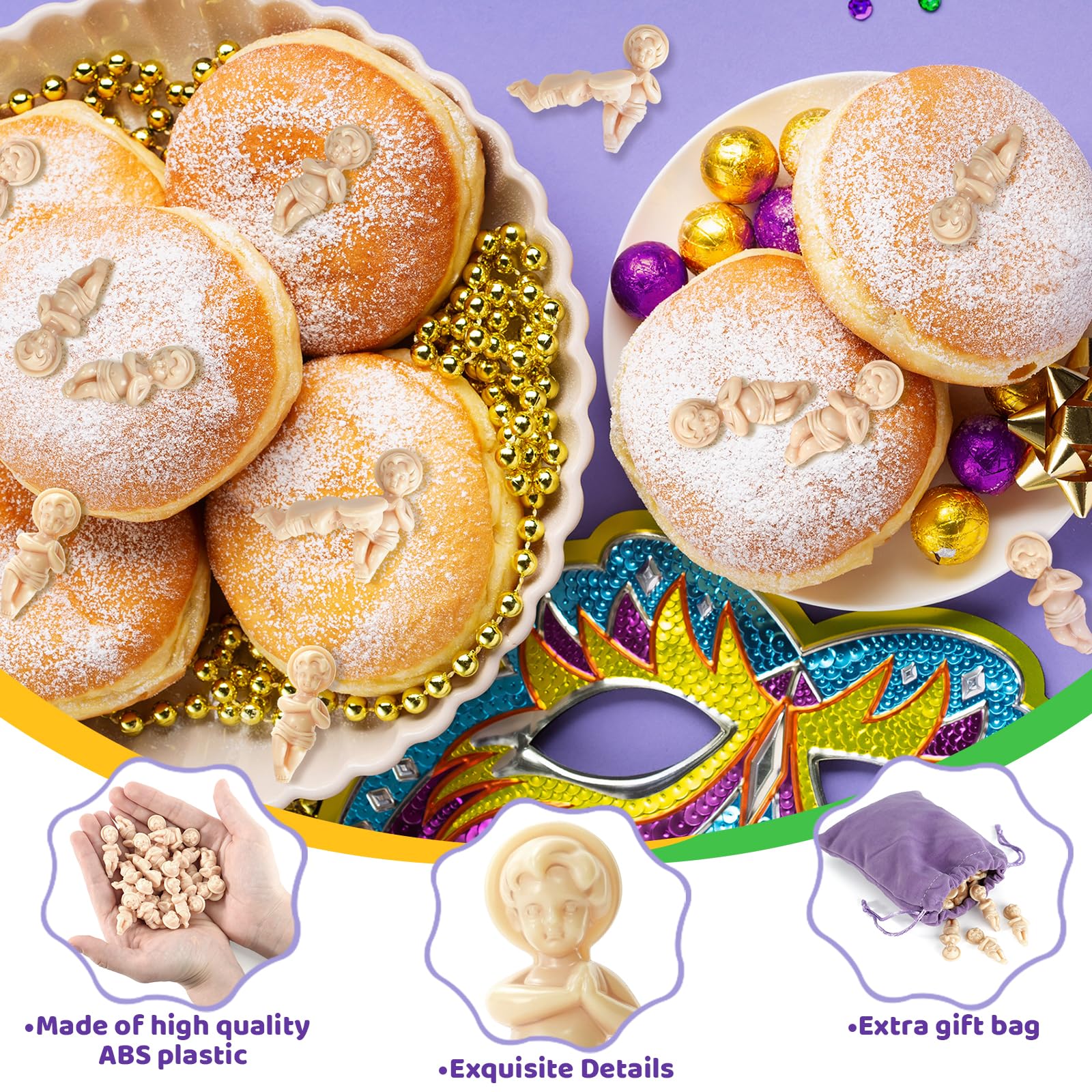18 Pcs King Cake Baby Jesus Figurines - 1.5 Inch Plastic Jesus Dolls For Mardi Gras, Epiphany, Cake Toppers
