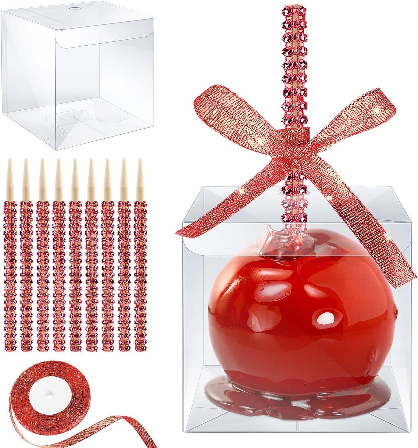 Candy Apple Boxes with Bling Stick Hole Set, 20 Pack