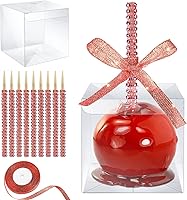 Vista 11 de MGWOTH Cajas de manzana de caramelo con agujero para palos brillantes, juego de 20 cajas de caramelo con kit de envoltorio para manzanas con Dorado