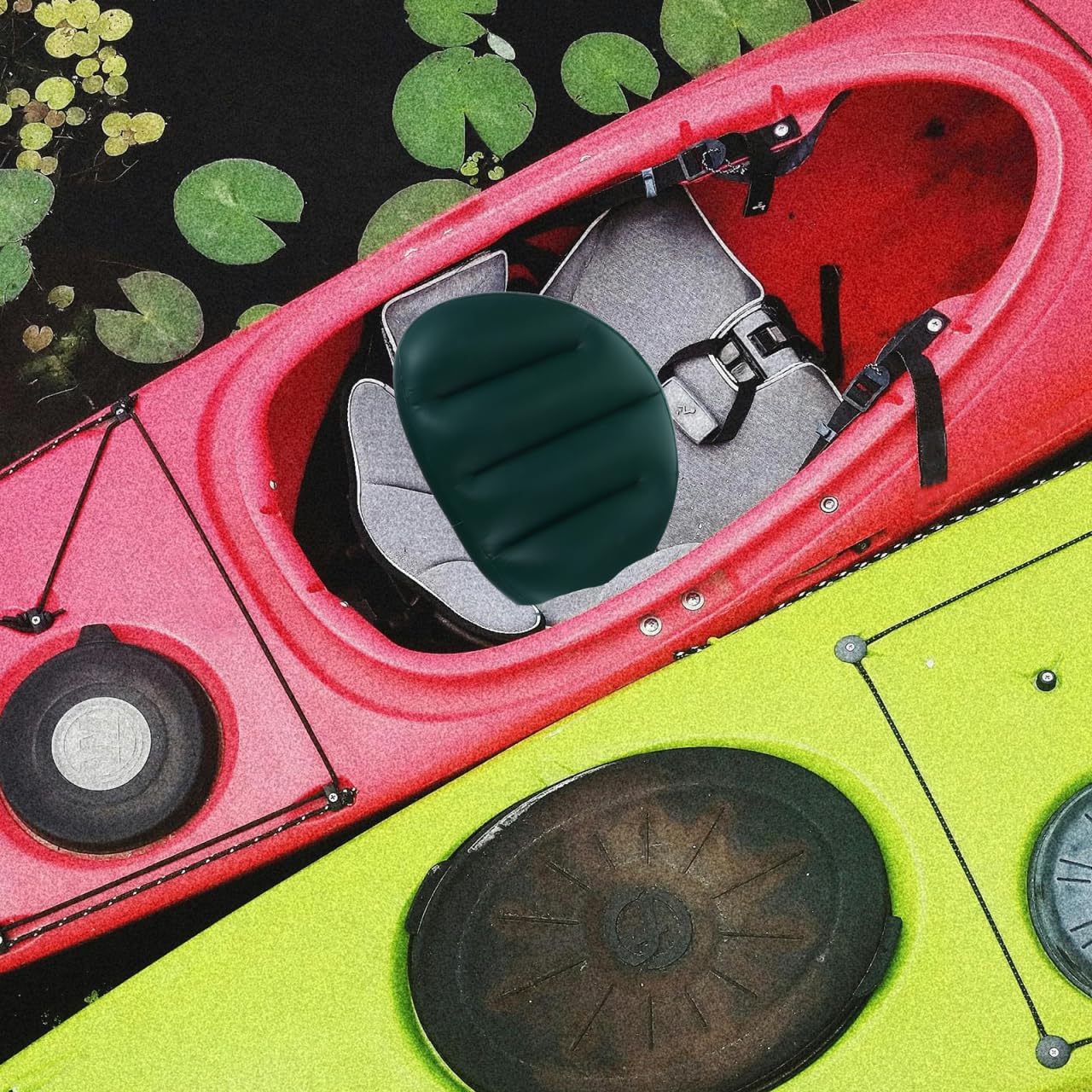 POPETPOP Coussin Gonflable De Siège 16.93X12.60X3.94 Pouces avec Dossier Confortable pour Kayak Canoë Bateau Camping Pêche Léger Et Portable
