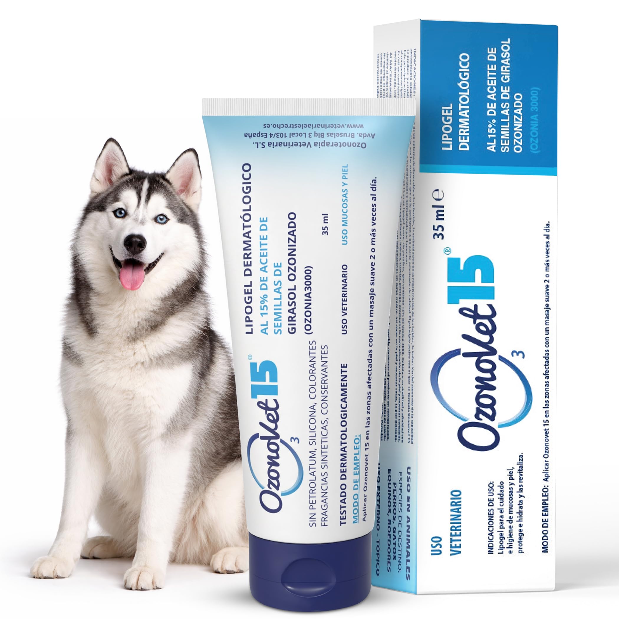 Gel Cicatrizante Ozonizado Para Perros y Gatos Alivia Picor Dermatitis Alergias Heridas y Quemaduras - Cicatrizante Hidrata Sin Dejar Efectos Secundarios Ni Contraindicaciones - 35 ml - 1 Unidad