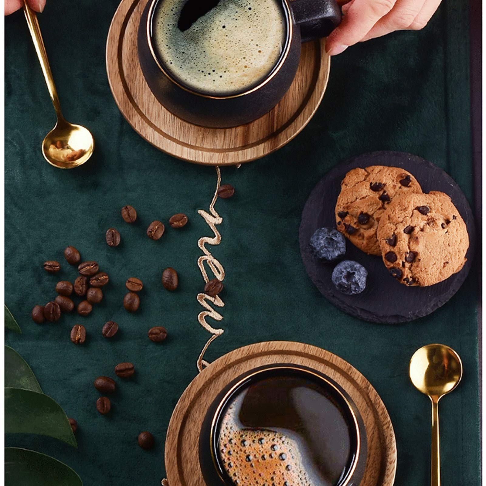 Taza De Café Conjunto De Taza De Café De Lujo Pequeño De Estilo Europeo, Taza De Agua De Cerámica Helada Retra, Taza De Té Especial De La Familia Con Bandeja Y Soporte De Metal (conjunto De 2, 4, 8 Pi