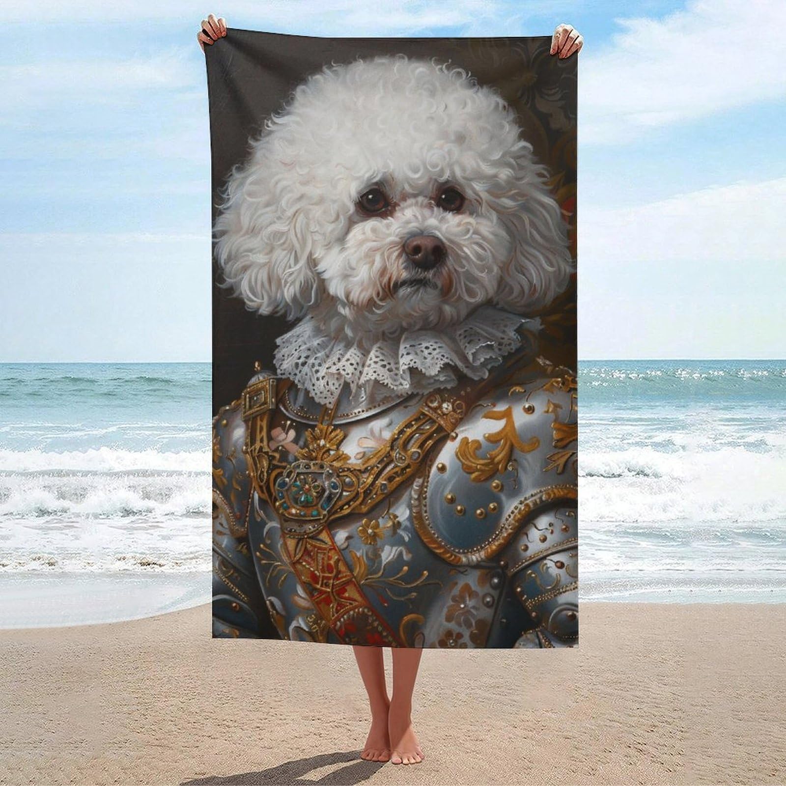 Serviette de plage Royal Poodle en microfibre 130x80 cm compacte et anti-sable
