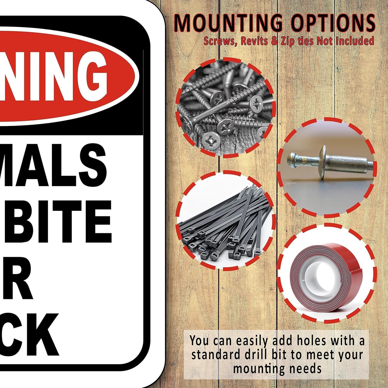 Warning: Animals May Bite or Kick Sign | Outdoor Aluminum Composite Safety Sign | 20" x24" | Weather-Resistant | Wall-Mountable | Bold, Easy-to-Read Design