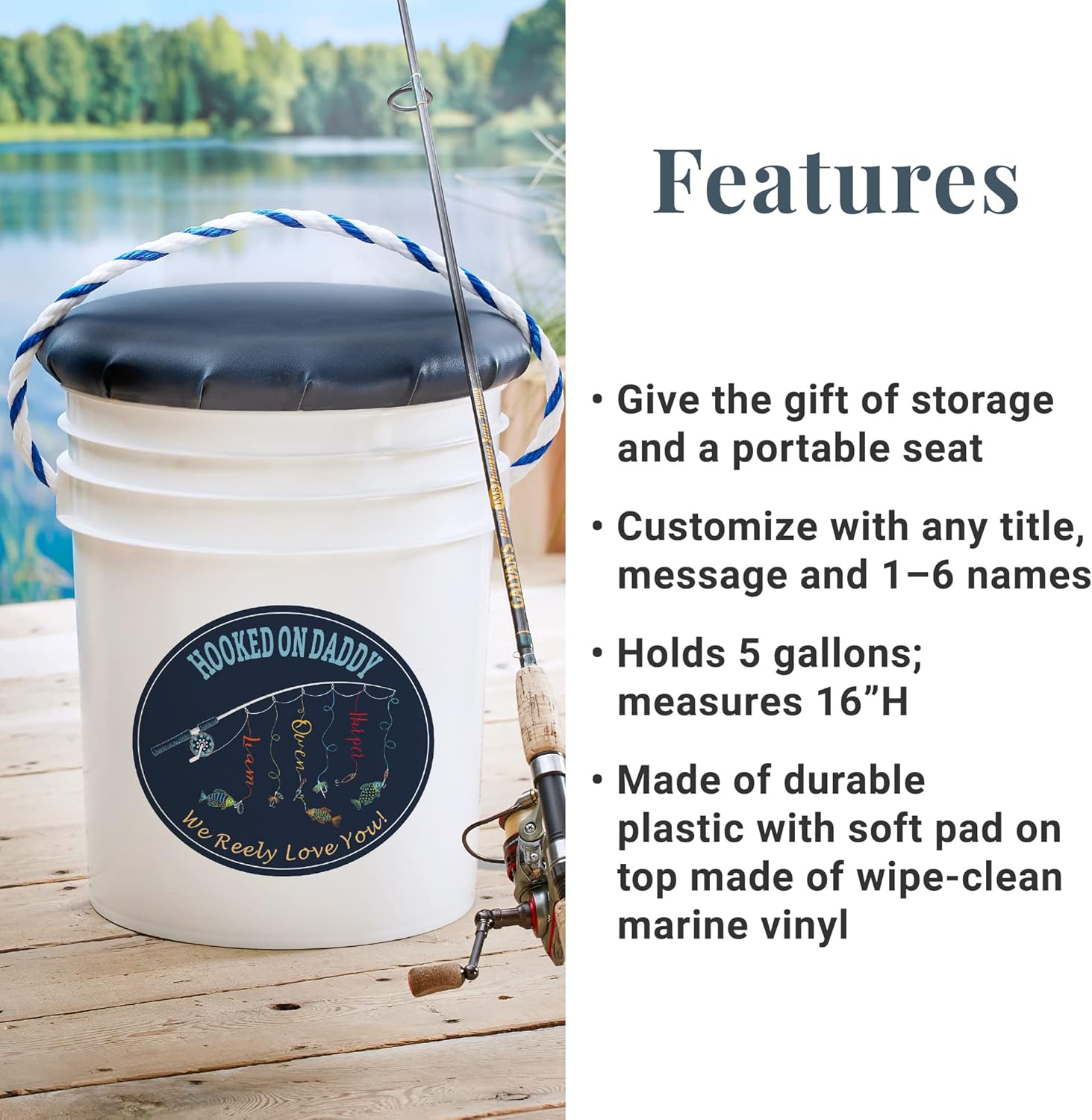 Let's Make Memories Custom Fishing Pail-for Him