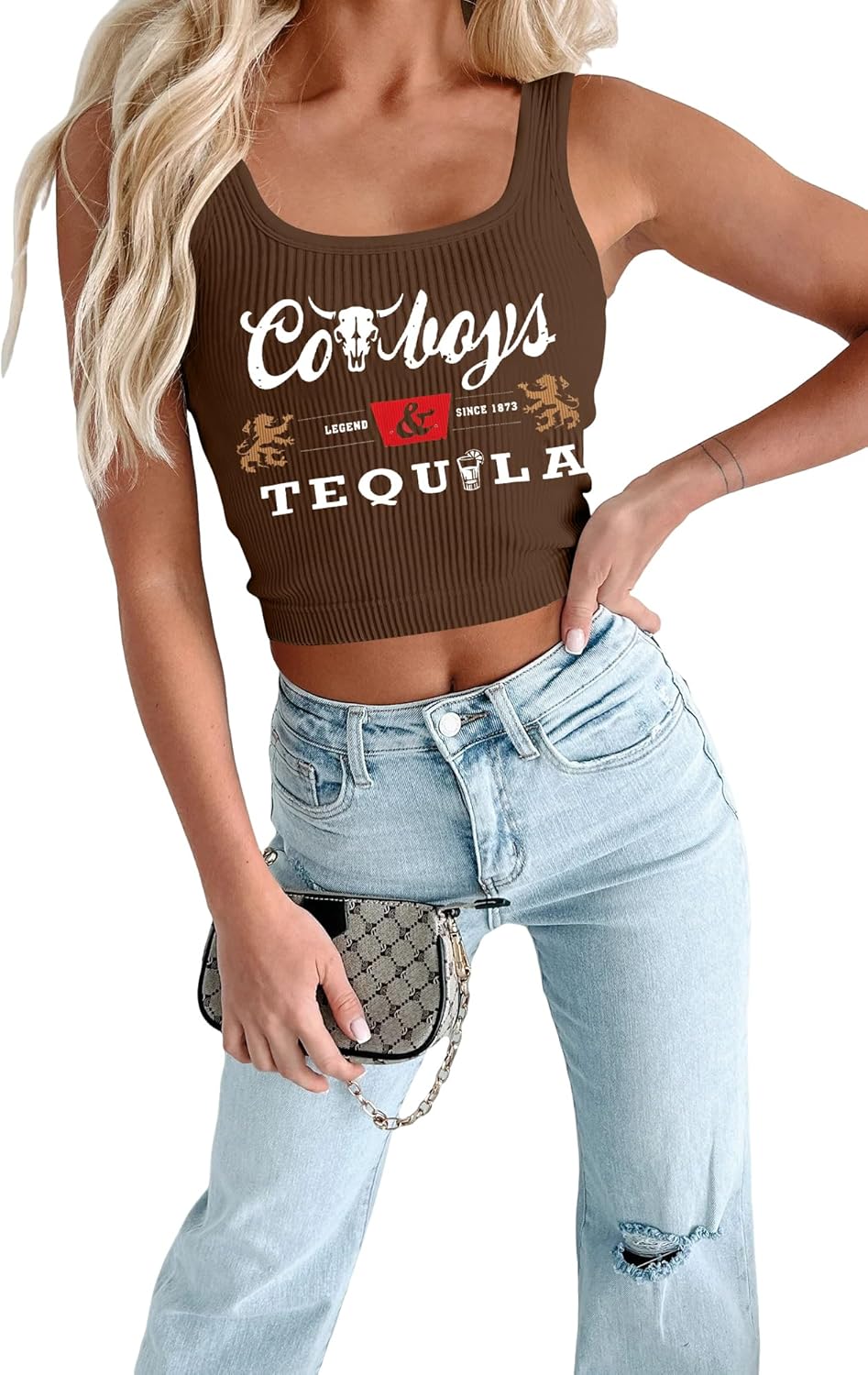 Western Cowgirl Tank Tops Women Country Music Crop Top Sleeveless Cowboy Graphic Cami Shirt - Image 6