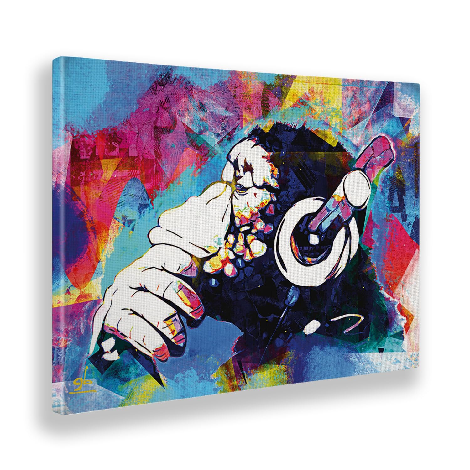 Giallobus - Quadro - Music Monkey Pop Art - Tela Canvas Telaio Standard - 100x70 - Pronto da appendere - Quadri moderni per la casa