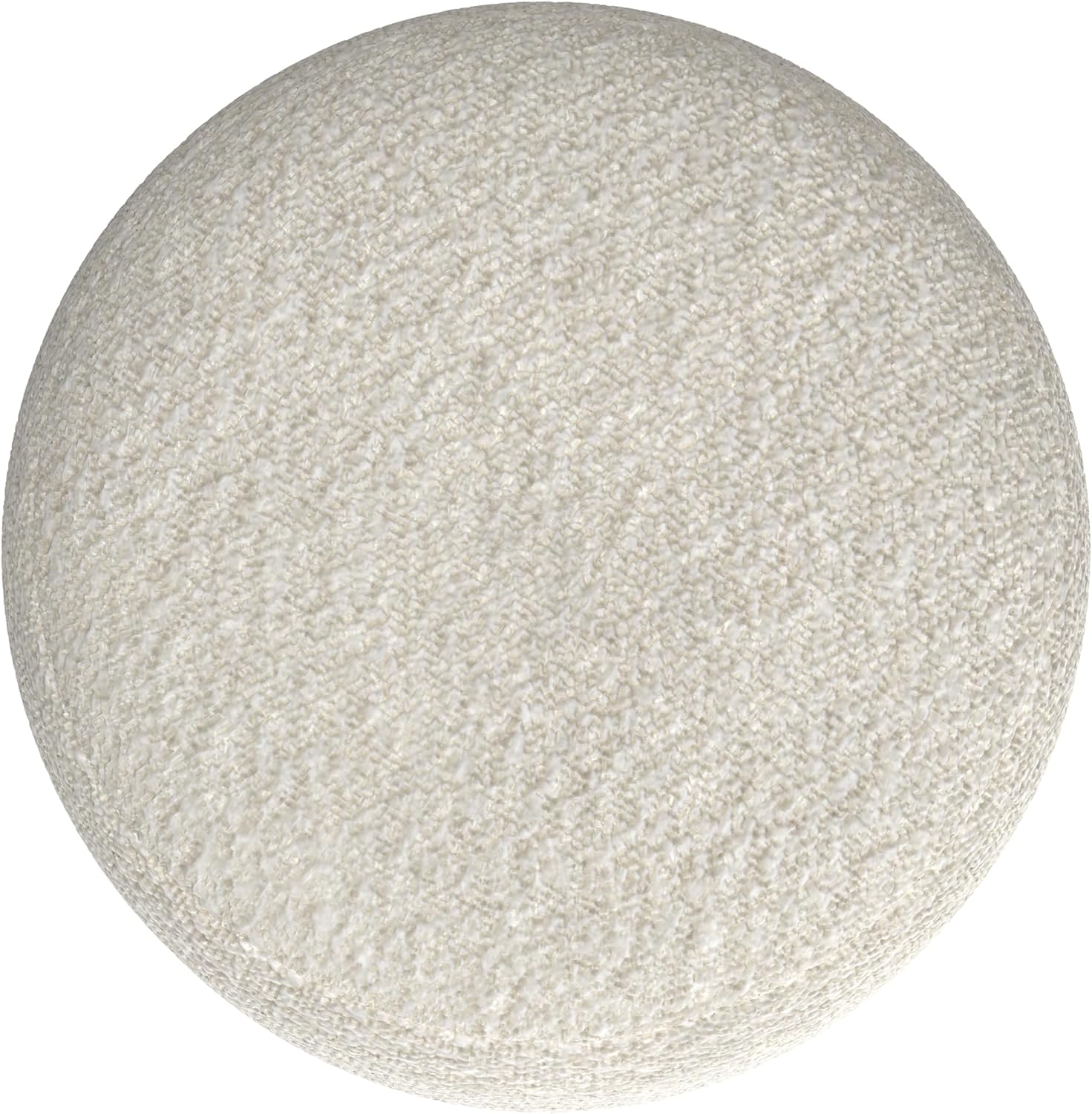 SIMPLIHOME Chantal Round Pouf - 18 inch Wide Upholstered Boucle Fabric Ottoman in White, Contemporary Footstool, Coffee Table or Extra Seating for Living Room or Bedroom, Assembled