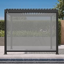 MIRADOR 111S Round 10x10 Metal Louvered Pergola with 10FT Shade Screen for Outdoor,Deck,Lawn,Garden,Backyard and Patio,Charcoal