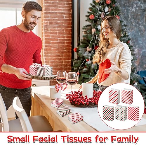 Miniatura 93 de Ctosree Paquete de 50 pañuelos de bolsillo de Navidad, paquetes de viaje de Feliz Navidad, 500 hojas, copos de nieve, pequeños pañuelos
