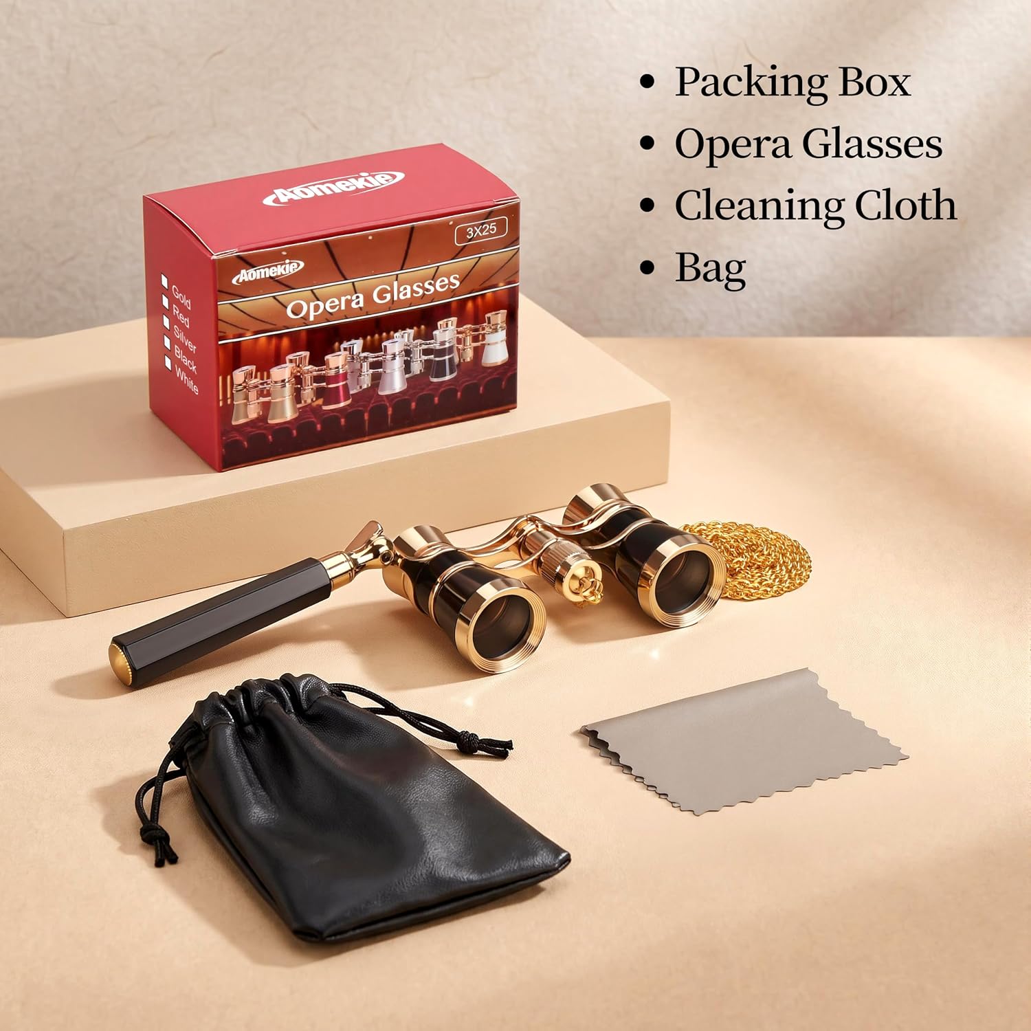 AOMEKIE 3X25 Opera Glasses Theater Binocular for Women Concert HD Optics