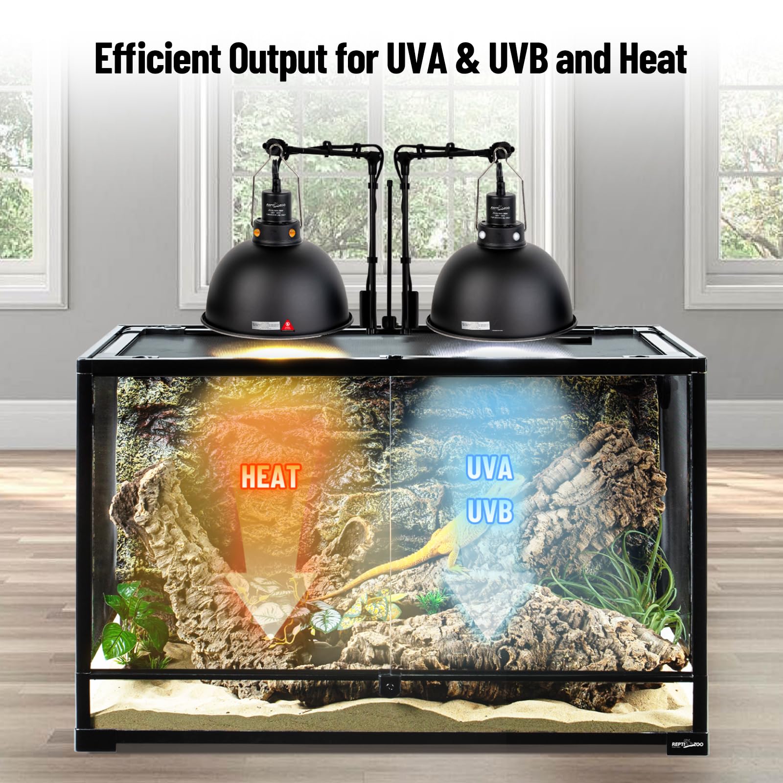 REPTI ZOO Reptile Light Fixture 2 Pack, 8.5inch Deep Dome Reptile Heat Lamp with Separate Switch and Hook, Basking Light Fixture for Bearded Dragon Snake Lizard, Suitable for E26 Bulbs Up to 150W - image 5