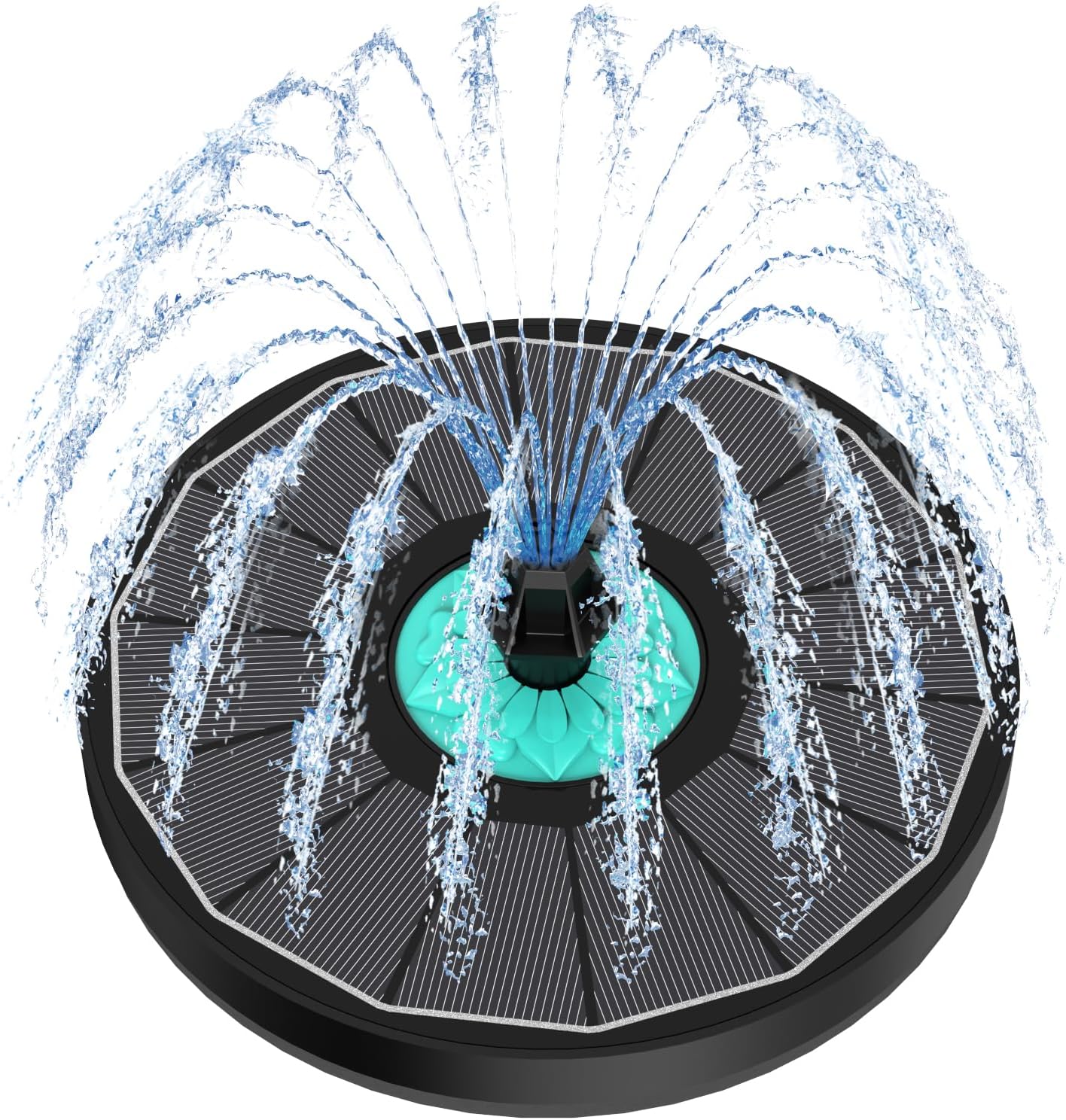 Solar Fountain with Cyan Flower – Attract Birds – Upgrade 3.5W Solar Bird Bath Fountains, Solar Powered Water Feature Fountain Pump with 7 Nozzles for Hummingbirds, Garden, Pool, and Pond