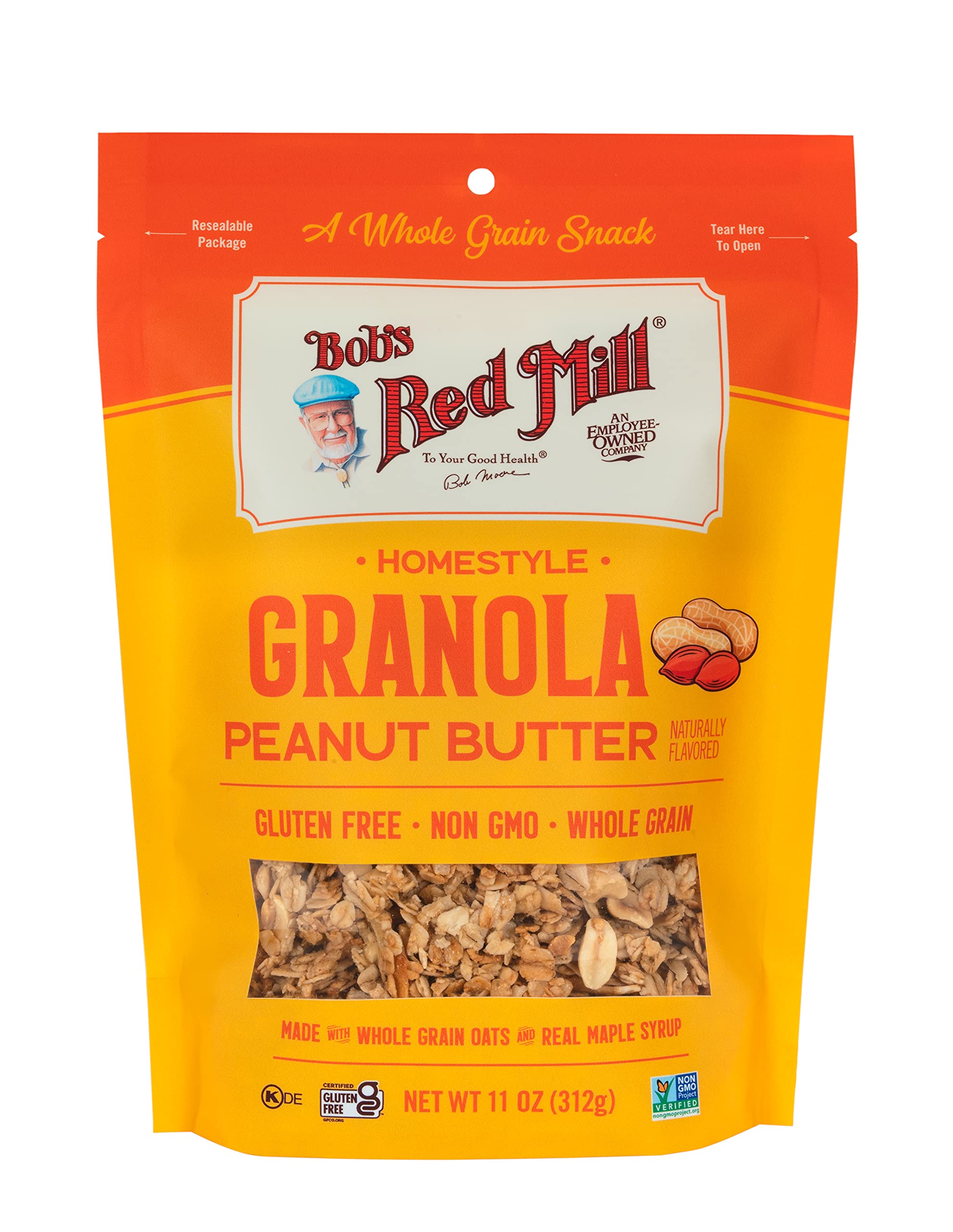 Bob’s Red Mill Peanut Butter Homestyle Granola, 11 Ounce Bag (Pack of 1), Certified Gluten Free, Non-GMO, Whole Grain