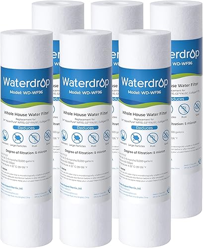 Waterdrop Cartucho de repuesto para filtro de agua para toda la casa, de 5 micrones, de 10 x 2.5 pulgadas, repuesto para cualquier unidad de RO de