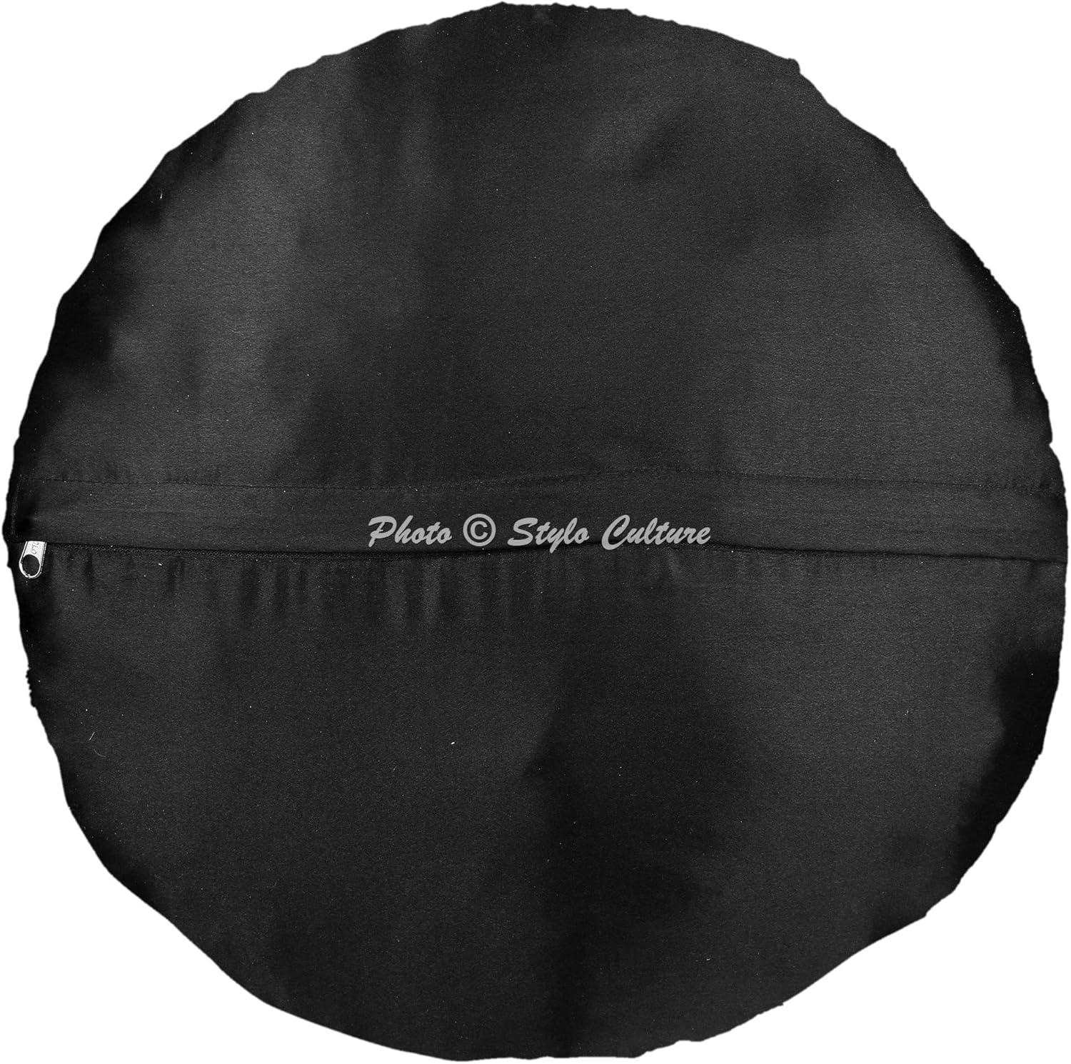 Bohemian Decorative Sofa Settee Accent Throw Pillow Covers 43x43 cm Brocade Bed Room Black Elephant Jacquard Pleated Border Round Luxury Zippered Indian 17x17 Inch Cushion Covers - 5 Pcs