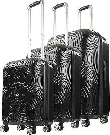 review FUL Disney Minnie Mouse 3 Piece Rolling Luggage Set, Molded Hardshell Suitcase with Wheels, 21, 25 and 29 Inch, Black