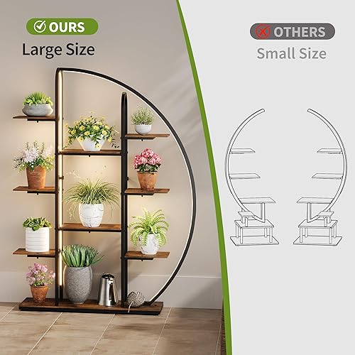 Miniatura 8 de Soporte grande para plantas de interior con luces de cultivo y luz LED, estante de metal de 61 pulgadas de alto para plantas múltiples plantas,