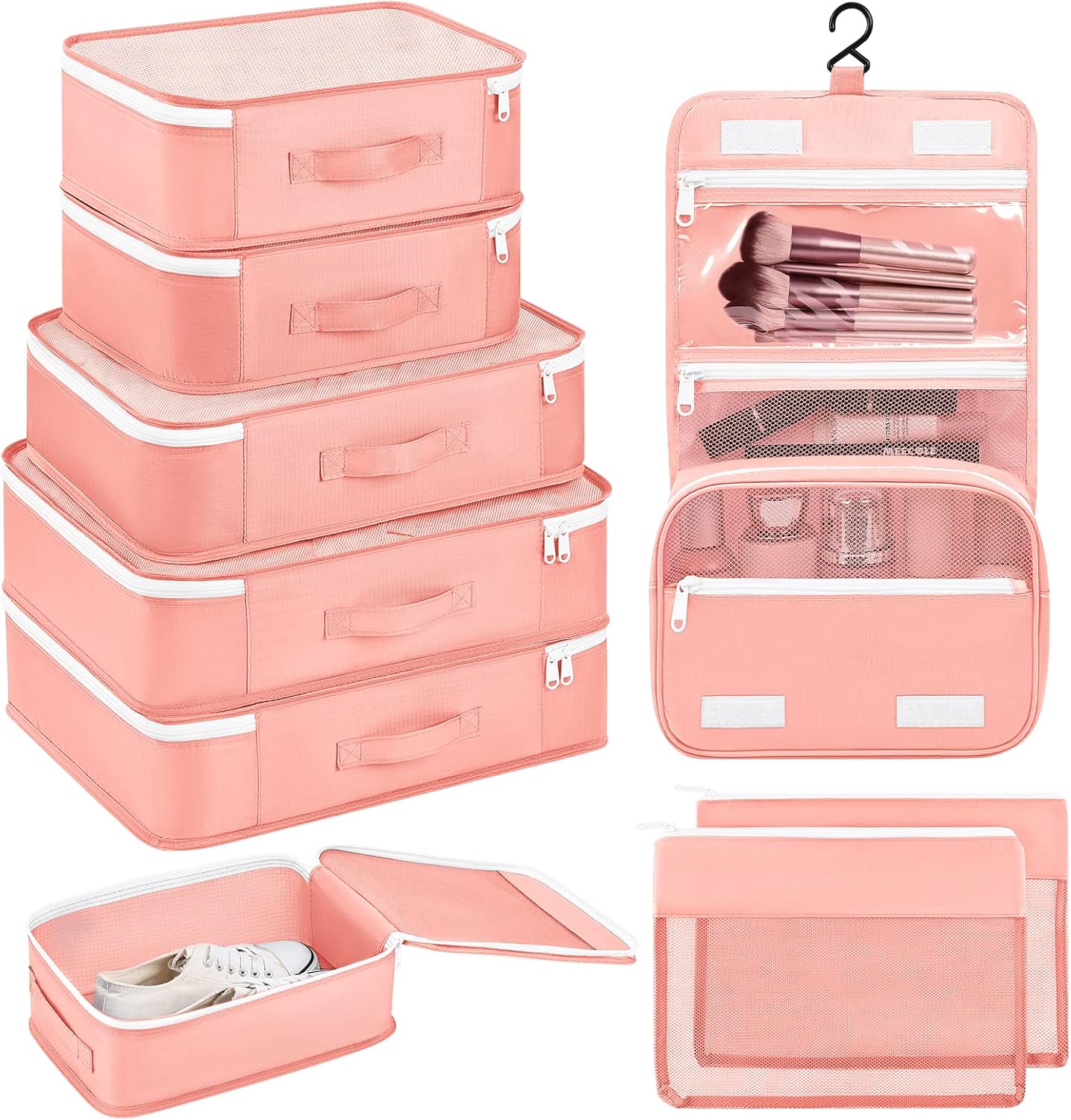 Easortm Packing Cubes 9 Set, Suitcase Organizer Bags Set