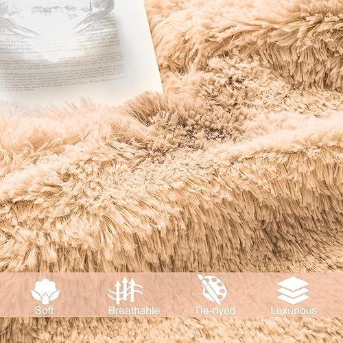 Miniatura 7 de Exclusivo Mezcla Manta de cama de piel sintética de tamaño individual, súper suave, mullida y afelpada reversible, manta de forro polar Sherpa y