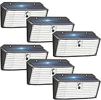 Vista 8 de Luces solares al aire libre mejoradas, 2 paquetes de 418 luces LED con sensor de movimiento, 3 modos de luz de seguridad, luz de pared solar