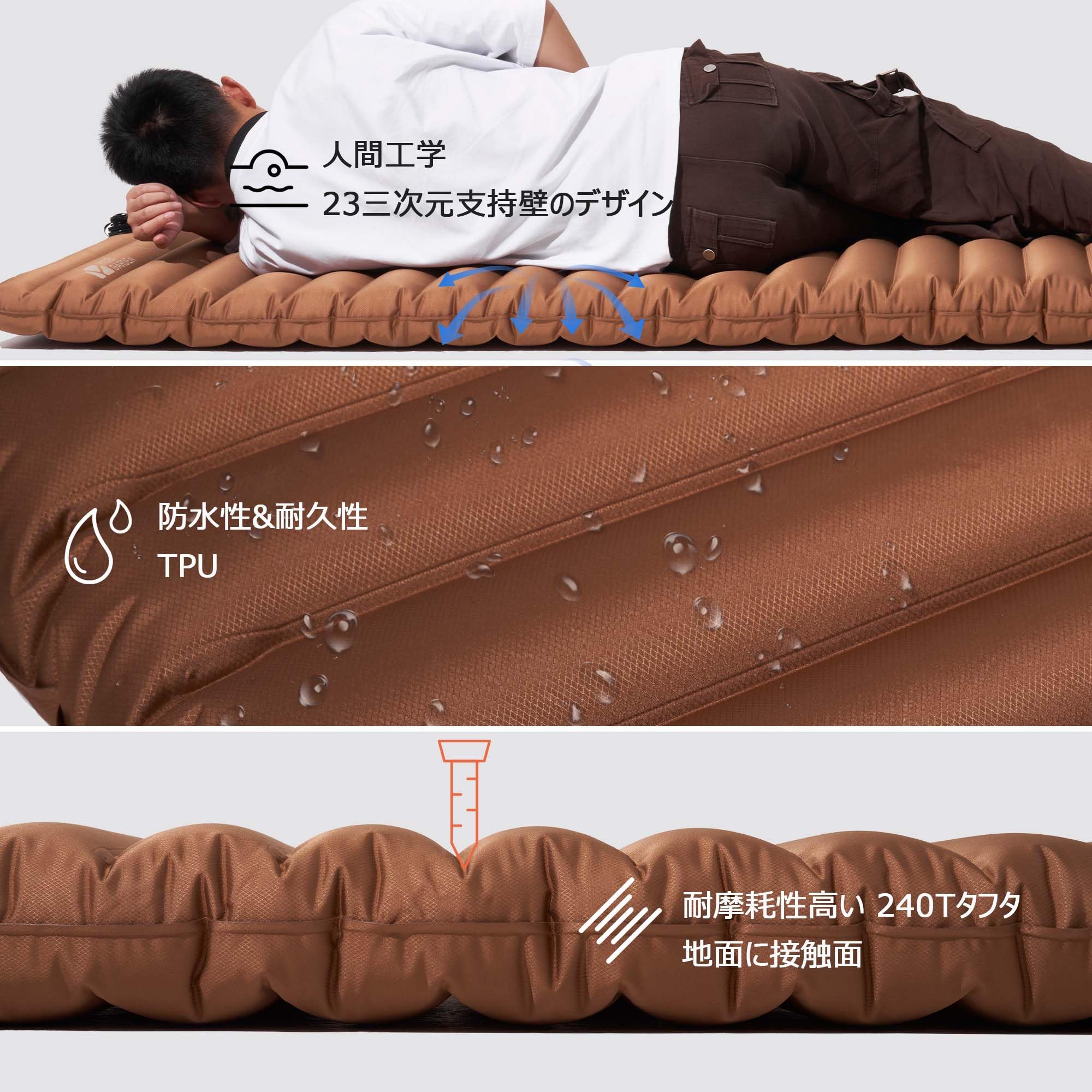 Amazon.co.jp: MOBI GARDEN エアーマット 足踏み式 ダブル【9cm