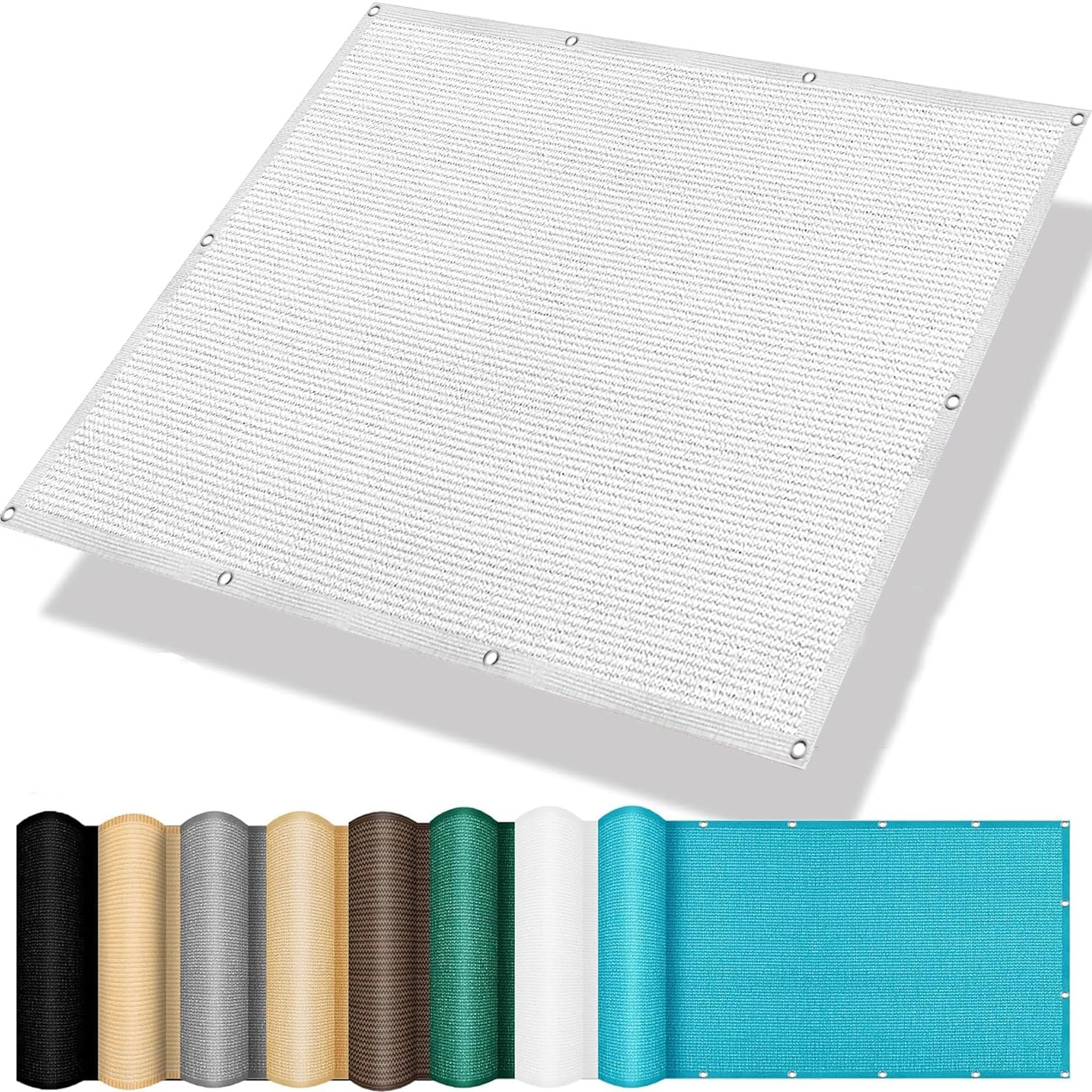 Brise vue balcon 120x690 cm blanc avec oeillets et cordons pour terrasse