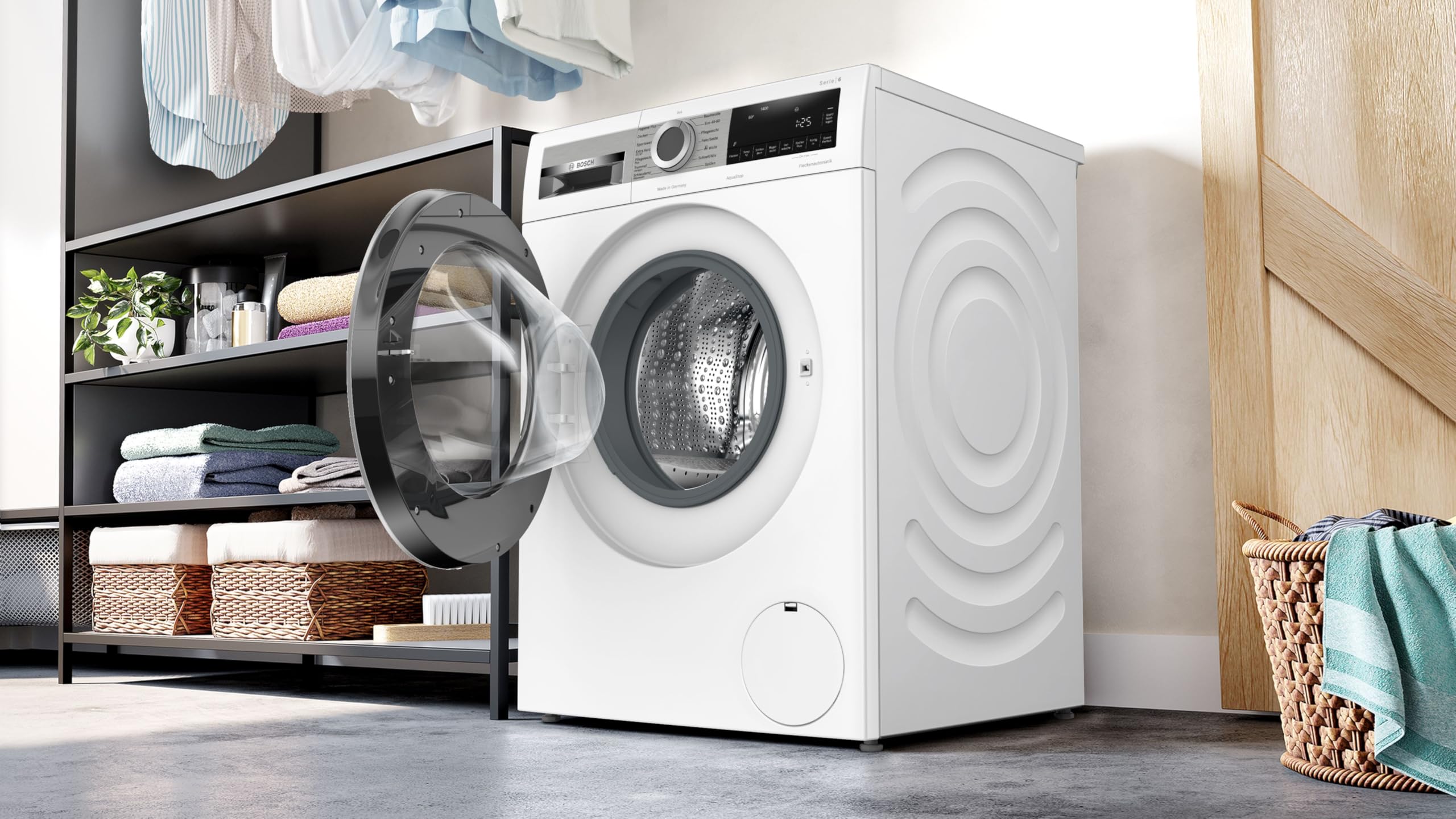 Bosch Serie 6 Frontlader Waschmaschine 9 kg 1400 UpM Weiß Active Water Plus AquaStop
