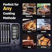 Vista 7 de Termómetro inalámbrico de carne con control de aplicación, 4 sondas termómetro de carne digital, rango ilimitado WiFi y Bluetooth termómetro
