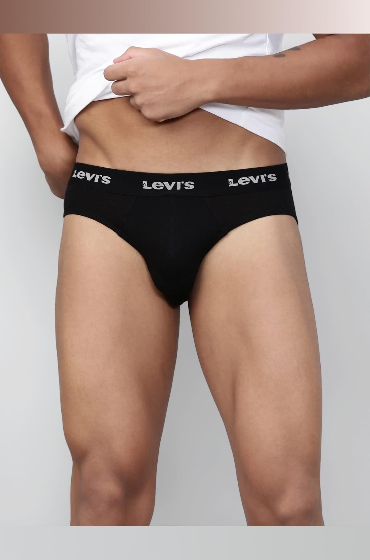 009 Men's Pure Cotton Solid Brief - Mid Rise, Outer Elastic Waistband (Pack of 1)