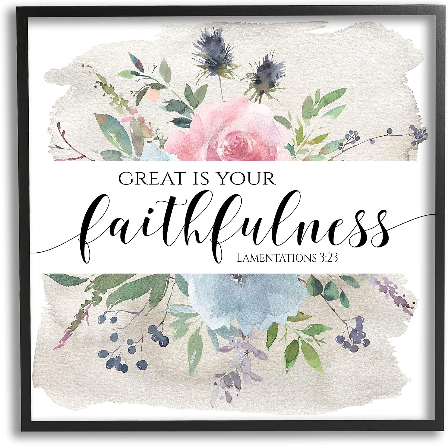 Stupell Industries Great is Your Faithfulness Lamentations 3:23 Wild Florals
