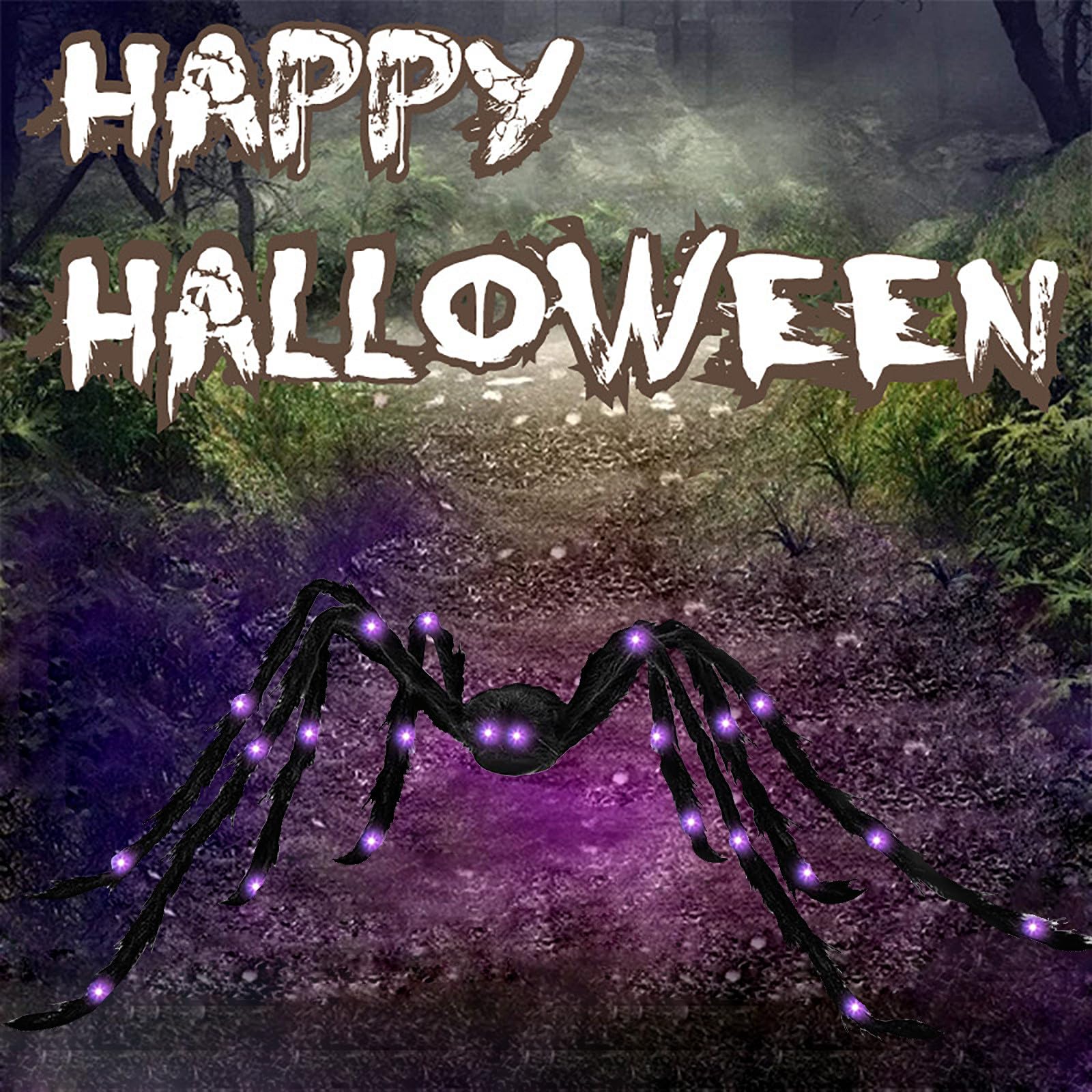 Decorazioni di Halloween Ragno incandescente Festa all'aperto Festival della decorazione del ragno Decorazione di Halloween Oggetti di scena ingannevoli Peluche Grande ragno Decor Outdoor (150 cm)